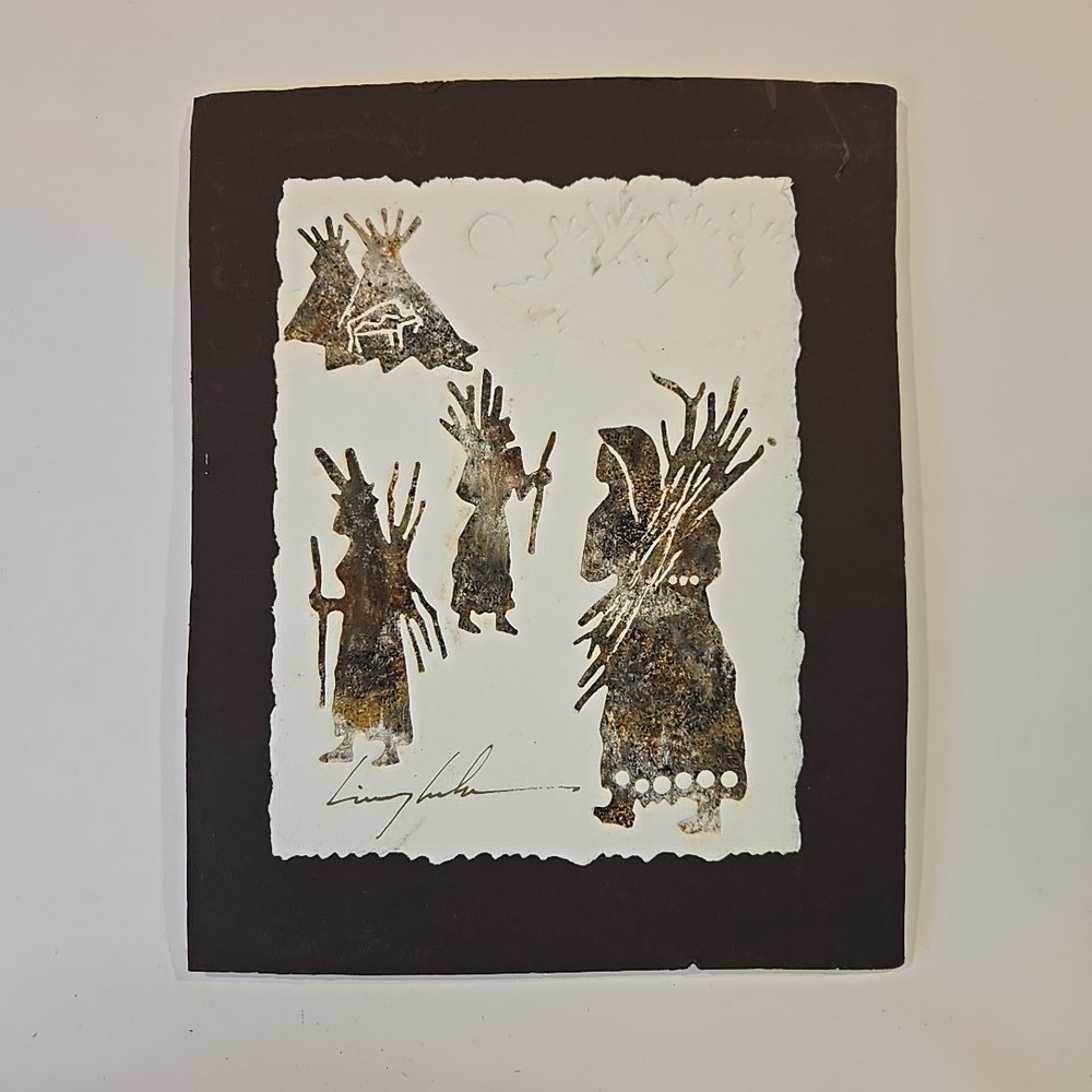 VTG King Kuka Kukagraph Native Women Gathering Wood Print Tipi Blackfeet Art 8x9